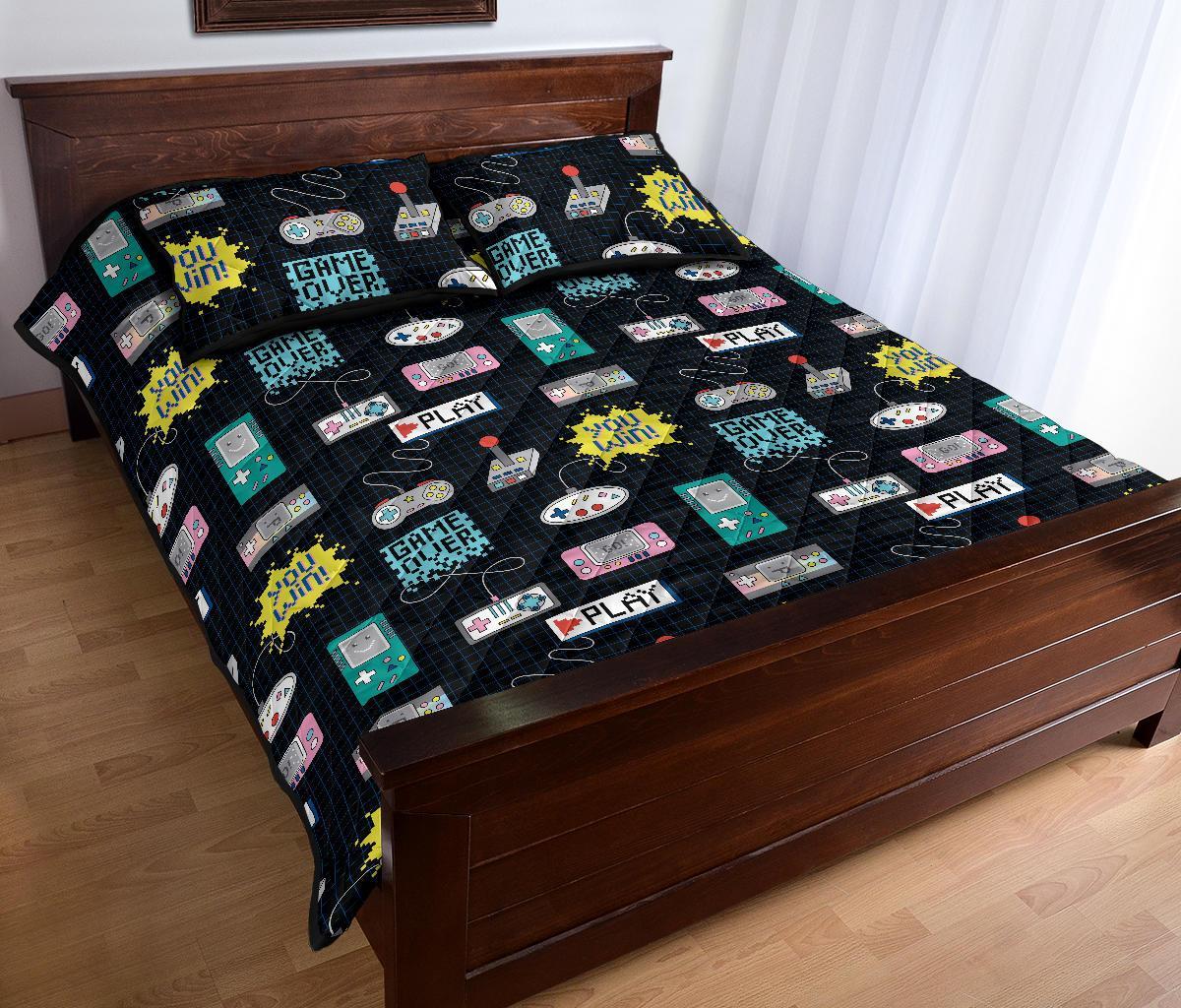 Gaming Print Pattern Bed Set Quilt-grizzshop