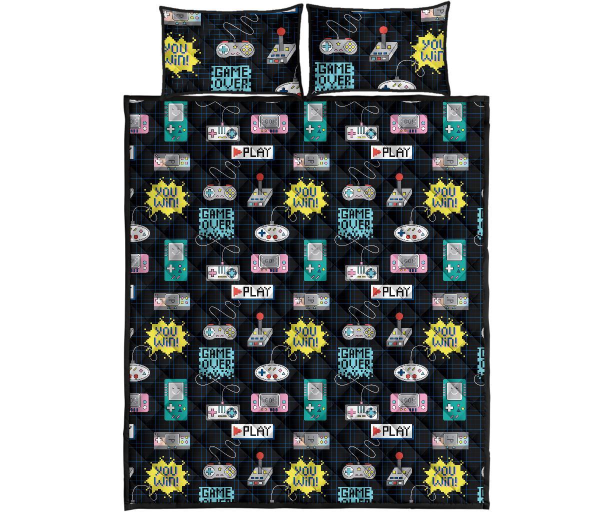 Gaming Print Pattern Bed Set Quilt-grizzshop