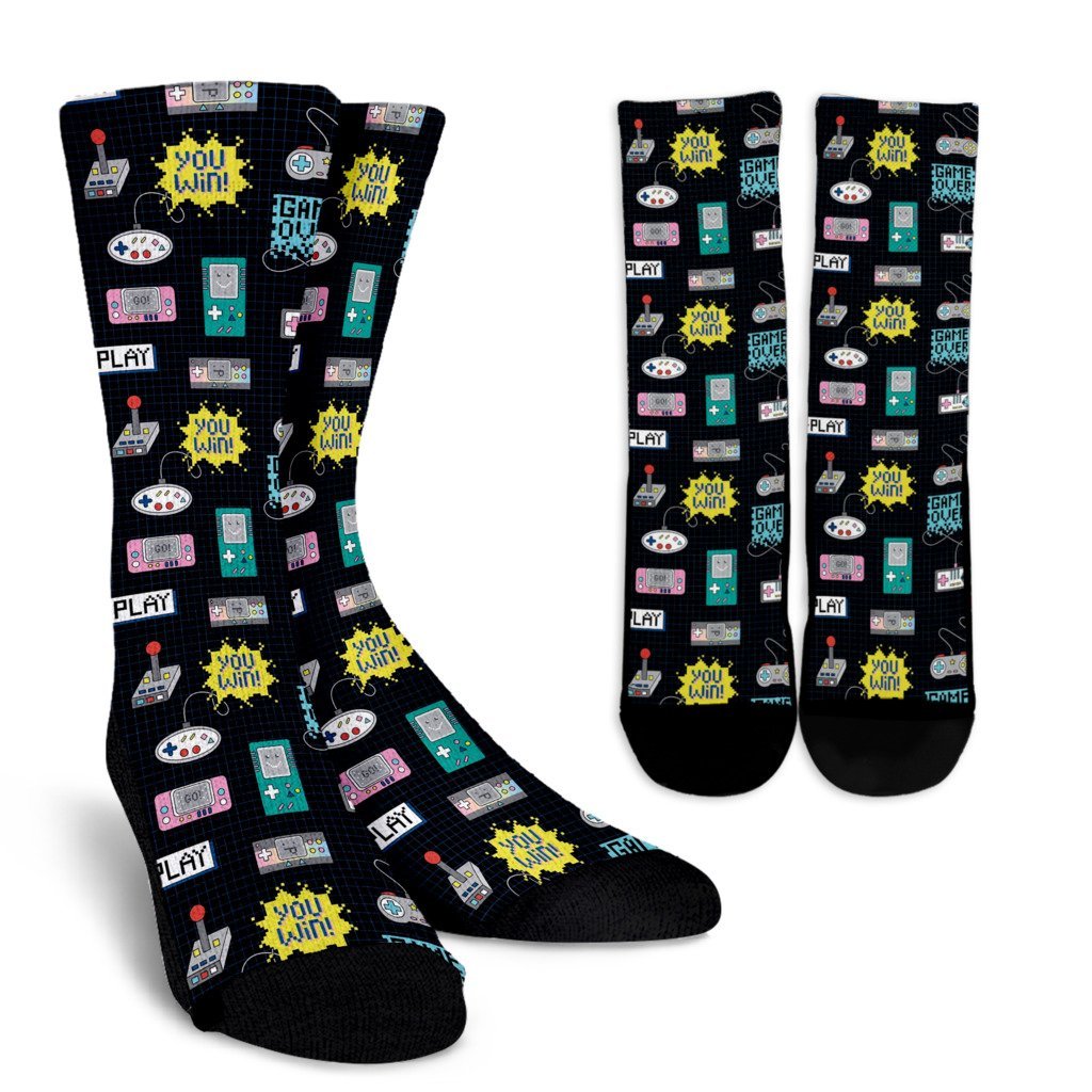 Gaming Print Pattern Unisex Crew Socks-grizzshop