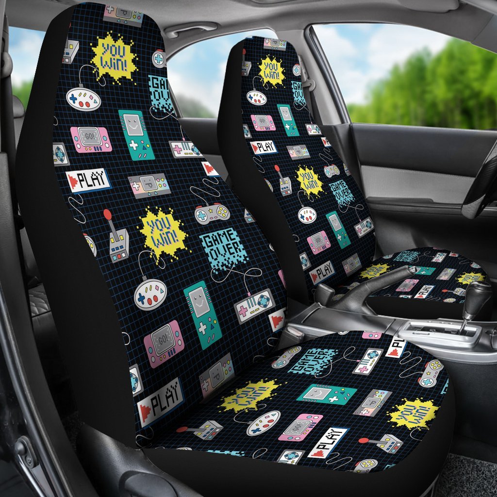 Gaming Print Pattern Universal Fit Car Seat Covers-grizzshop