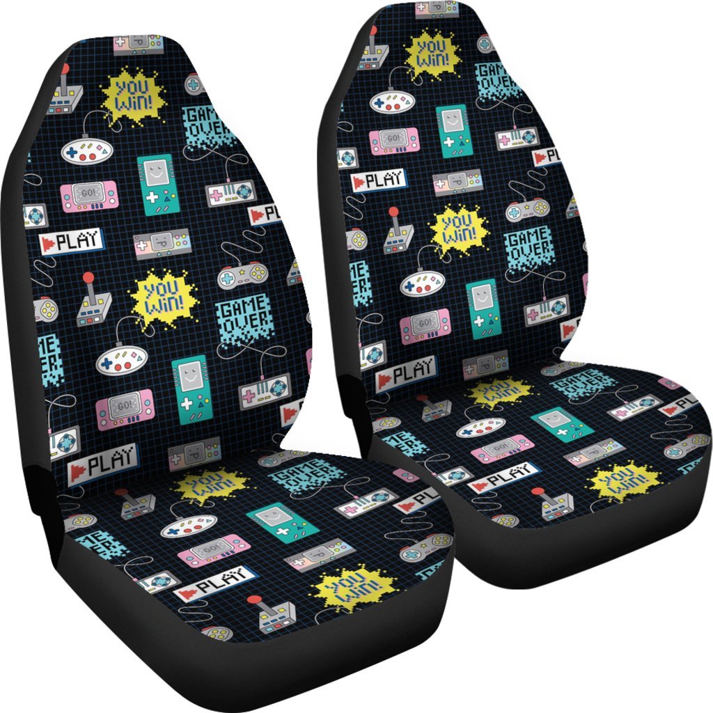 Gaming Print Pattern Universal Fit Car Seat Covers-grizzshop