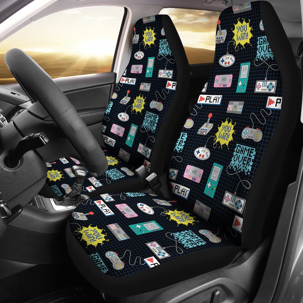 Gaming Print Pattern Universal Fit Car Seat Covers-grizzshop