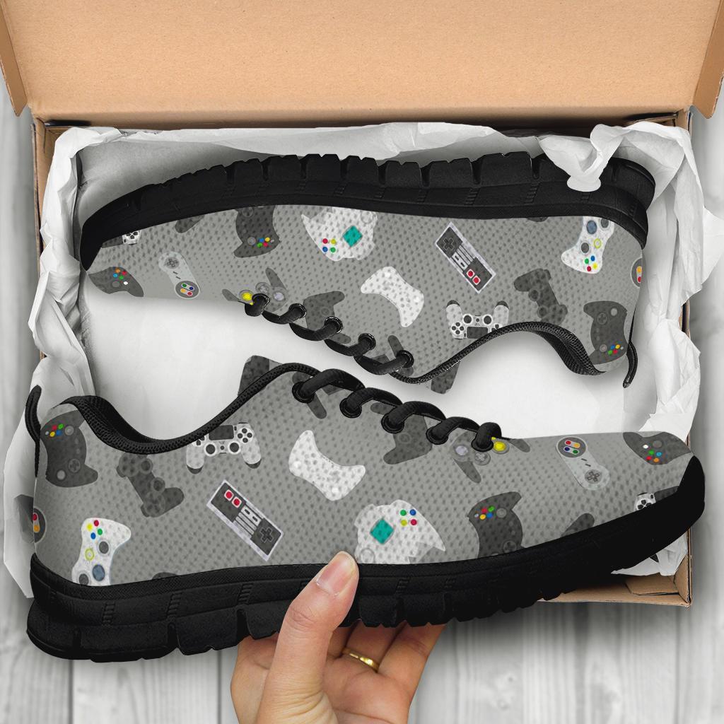 Gaming Joystick Print Pattern Sneaker Shoes For Men Women-grizzshop