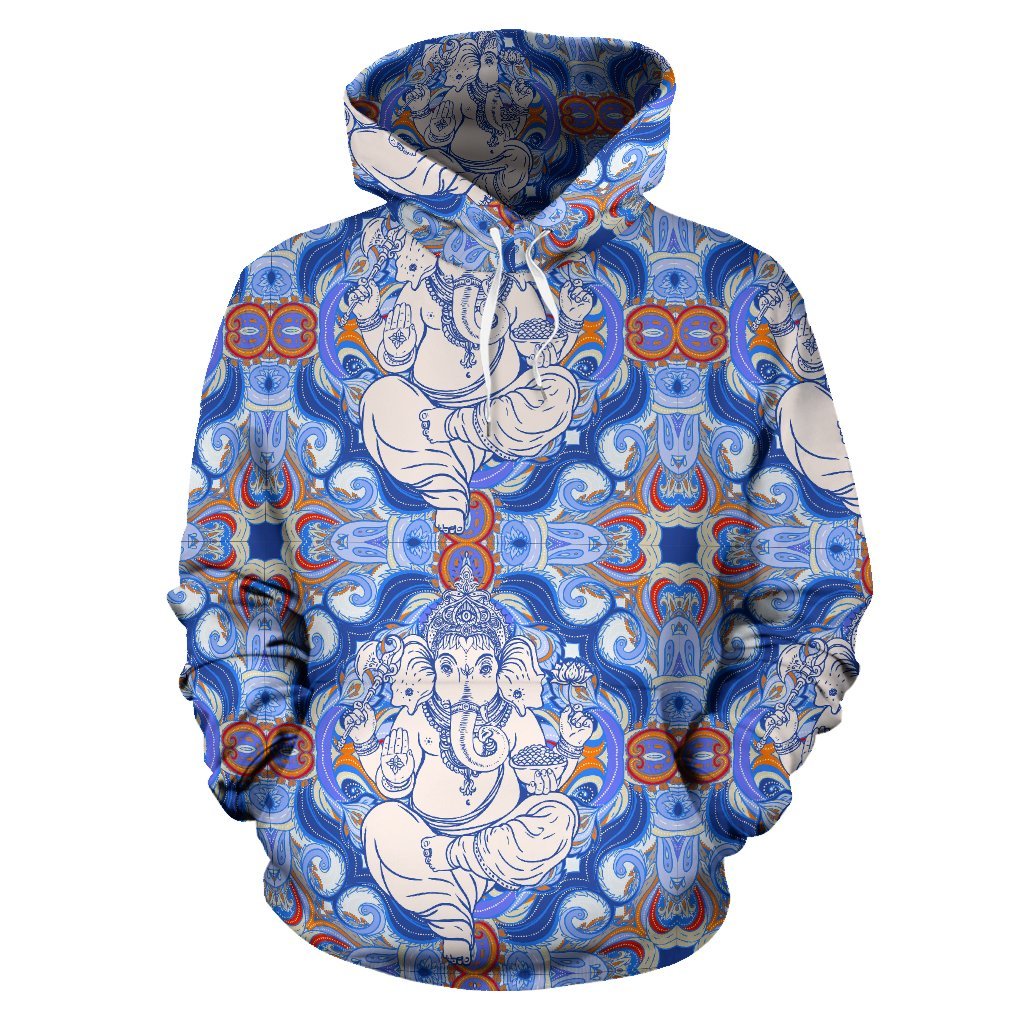 Ganesha Blue Print Pattern Men Women Pullover Hoodie-grizzshop