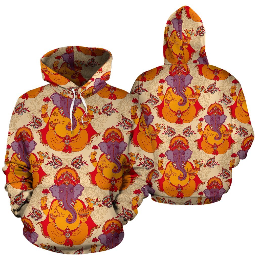 Ganesha Print Pattern Men Women Pullover Hoodie-grizzshop