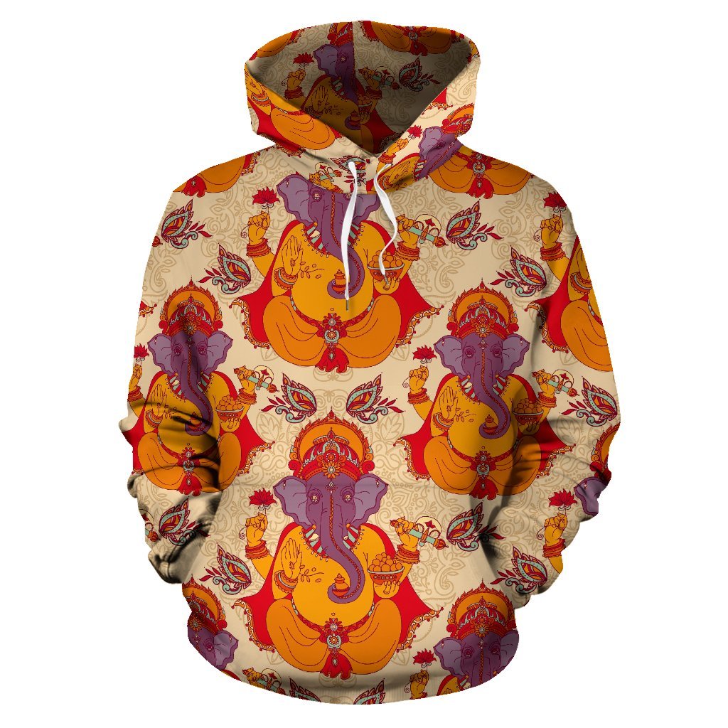 Ganesha Print Pattern Men Women Pullover Hoodie-grizzshop