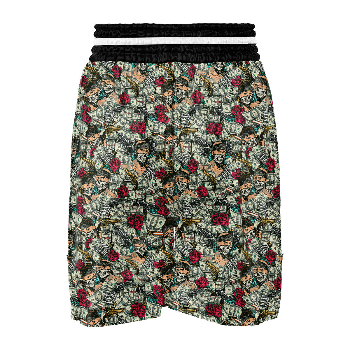Gang Gun And Money Vintage Print Pattern Boxing Shorts-grizzshop
