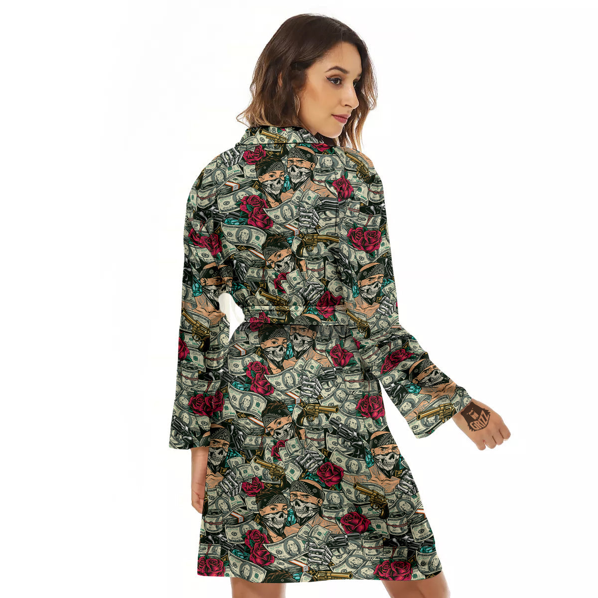 Gang Gun And Money Vintage Print Pattern Women's Robe-grizzshop