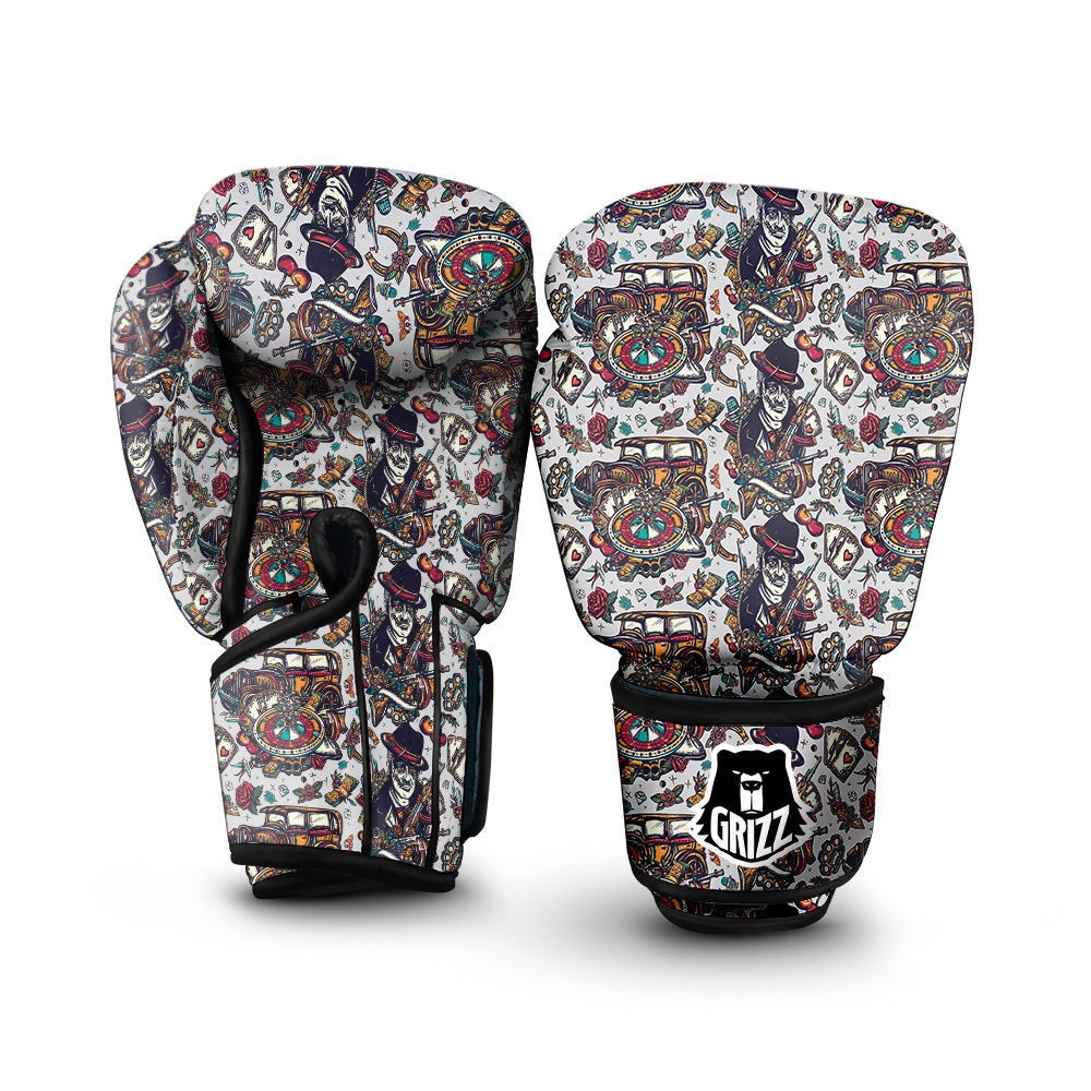 Gangsters And Criminal Tattoo Print Pattern Boxing Gloves-grizzshop
