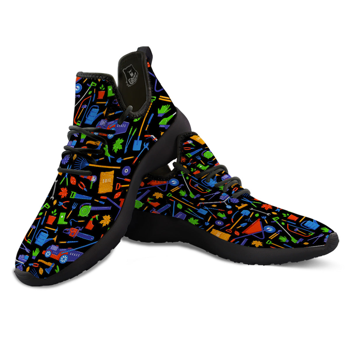 Garden Tools Print Pattern Black Athletic Shoes-grizzshop