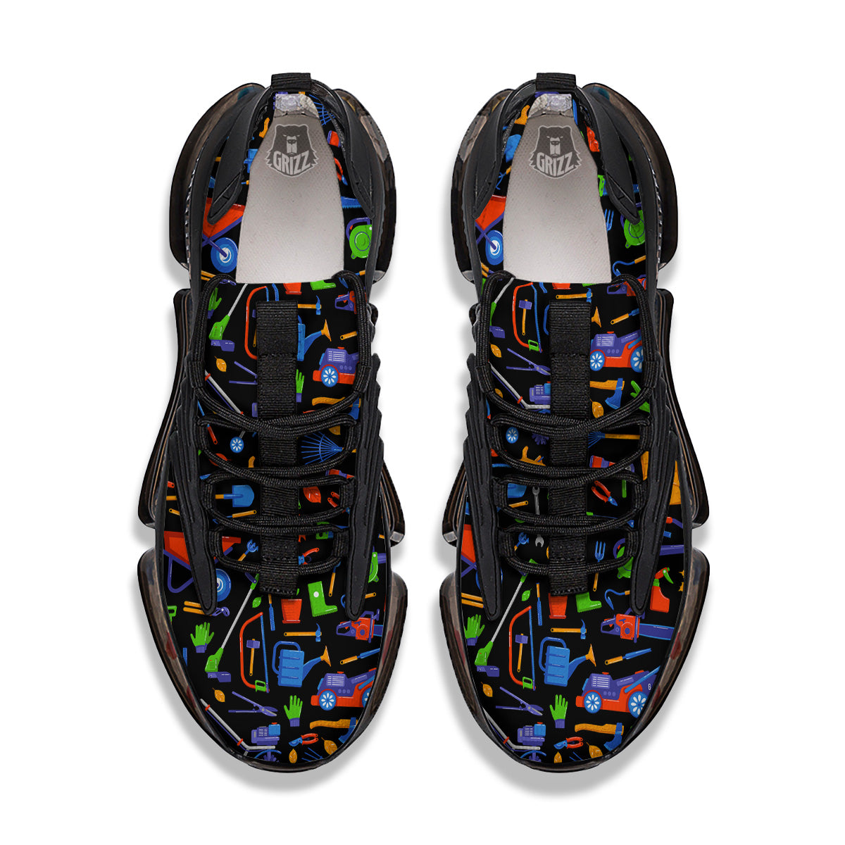 Garden Tools Print Pattern Black Gym Shoes-grizzshop