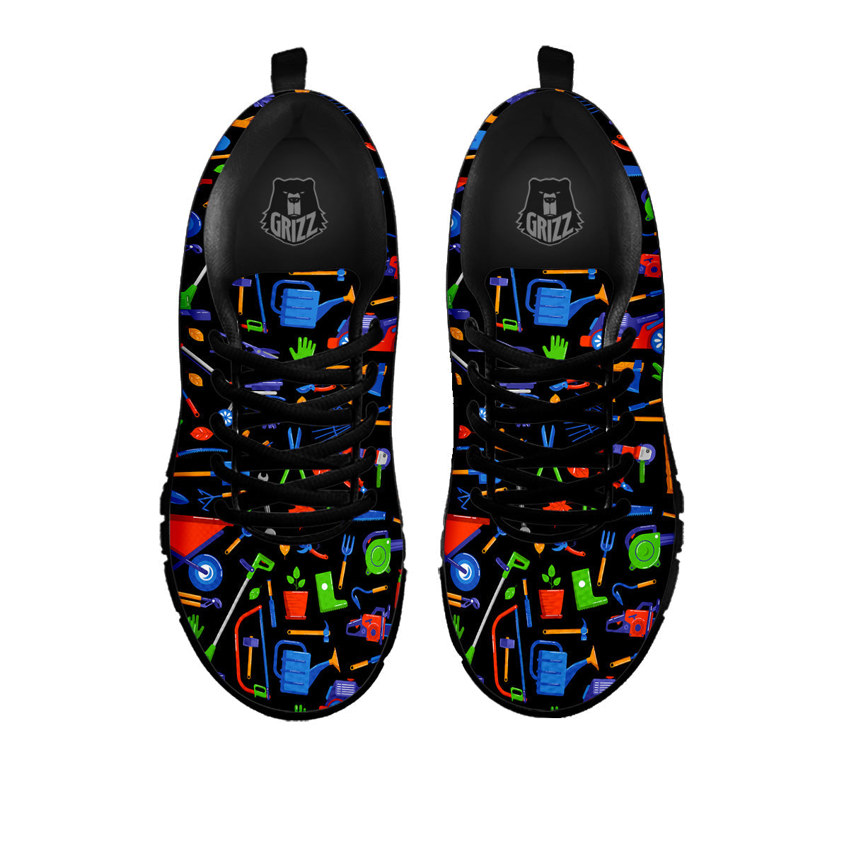 Garden Tools Print Pattern Black Sneaker-grizzshop
