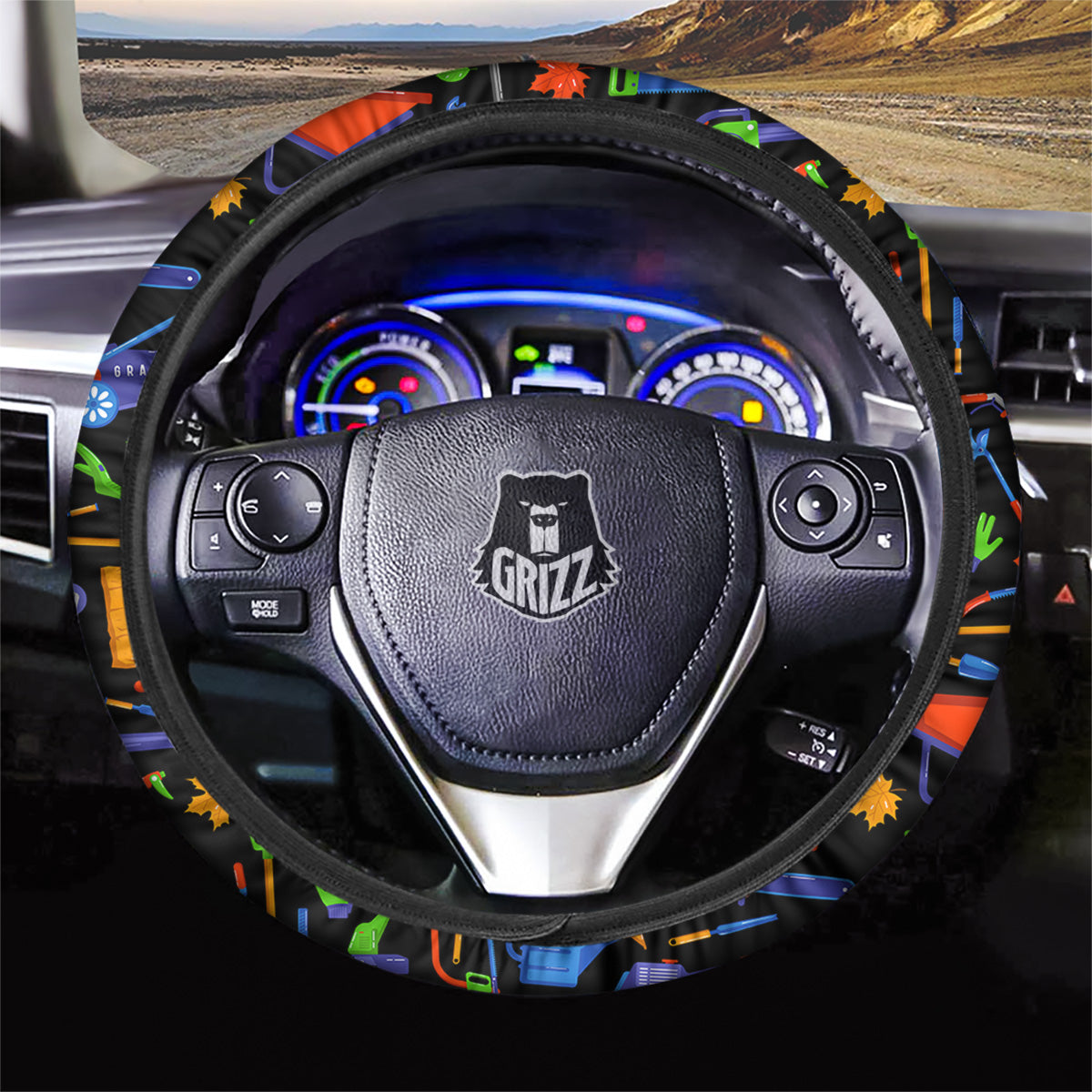 Garden Tools Print Pattern Car Steering Wheel Cover-grizzshop