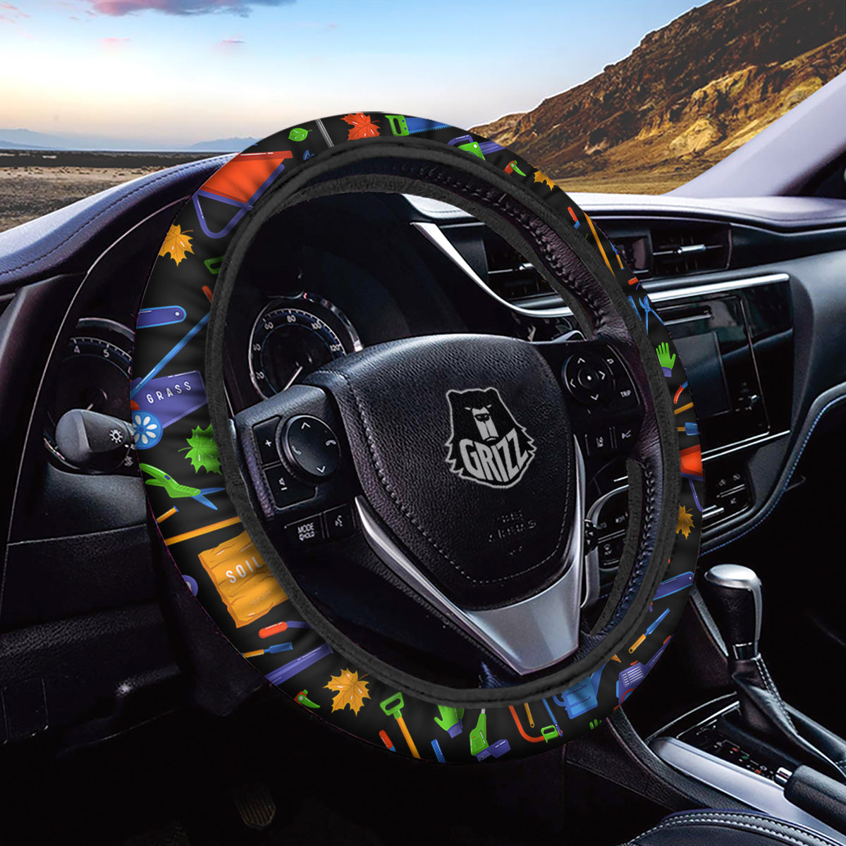 Garden Tools Print Pattern Car Steering Wheel Cover-grizzshop