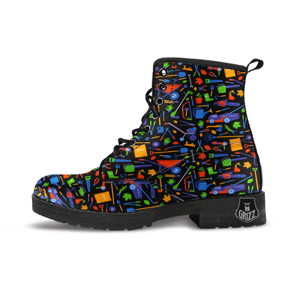 Garden Tools Print Pattern Leather Boots-grizzshop