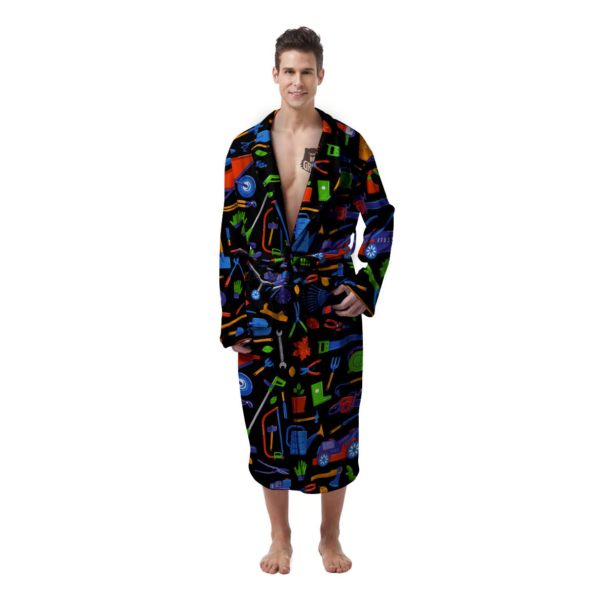 Garden Tools Print Pattern Men's Robe-grizzshop