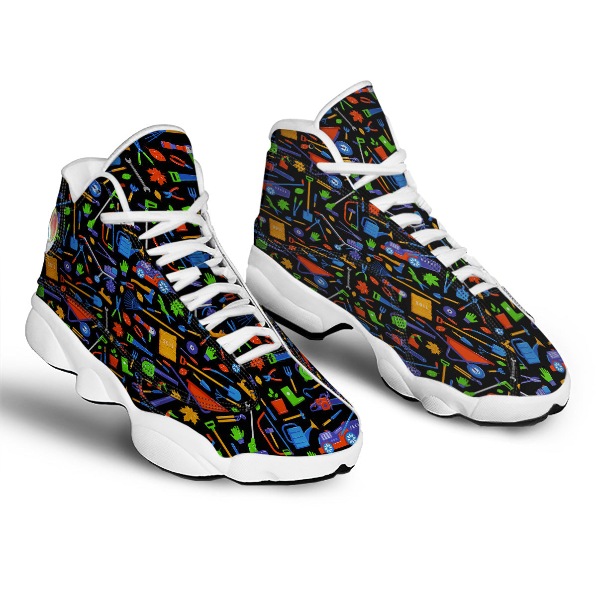 Garden Tools Print Pattern White Basketball Shoes-grizzshop