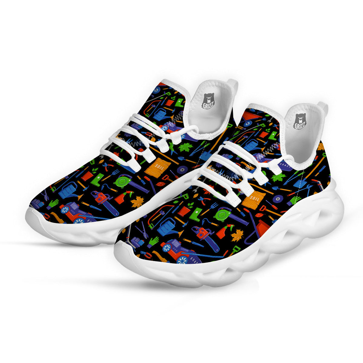 Garden Tools Print Pattern White Running Shoes-grizzshop