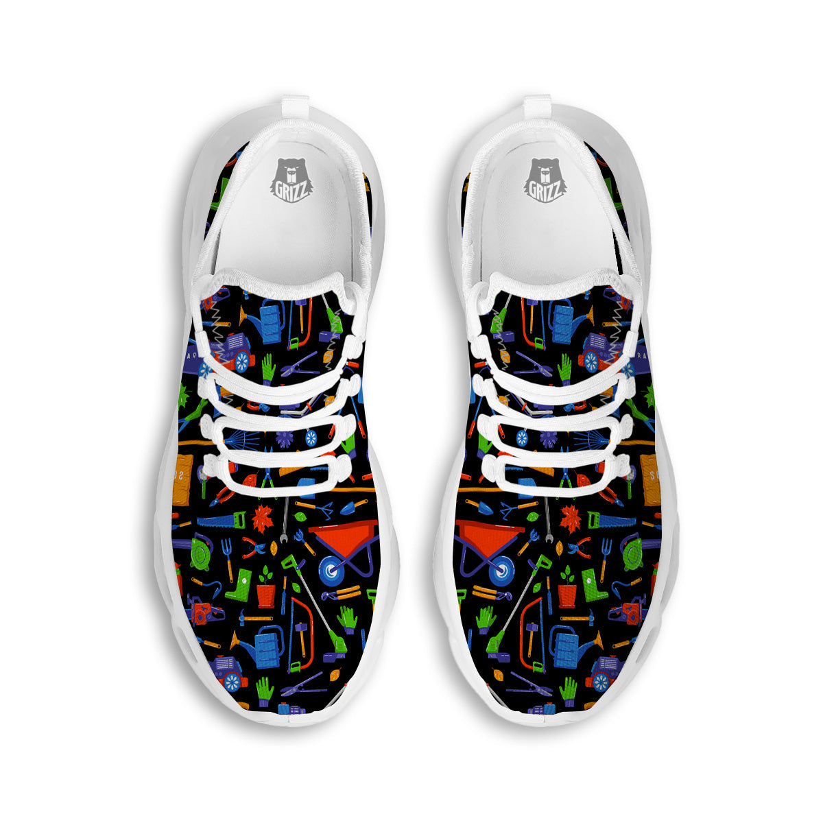 Garden Tools Print Pattern White Running Shoes-grizzshop