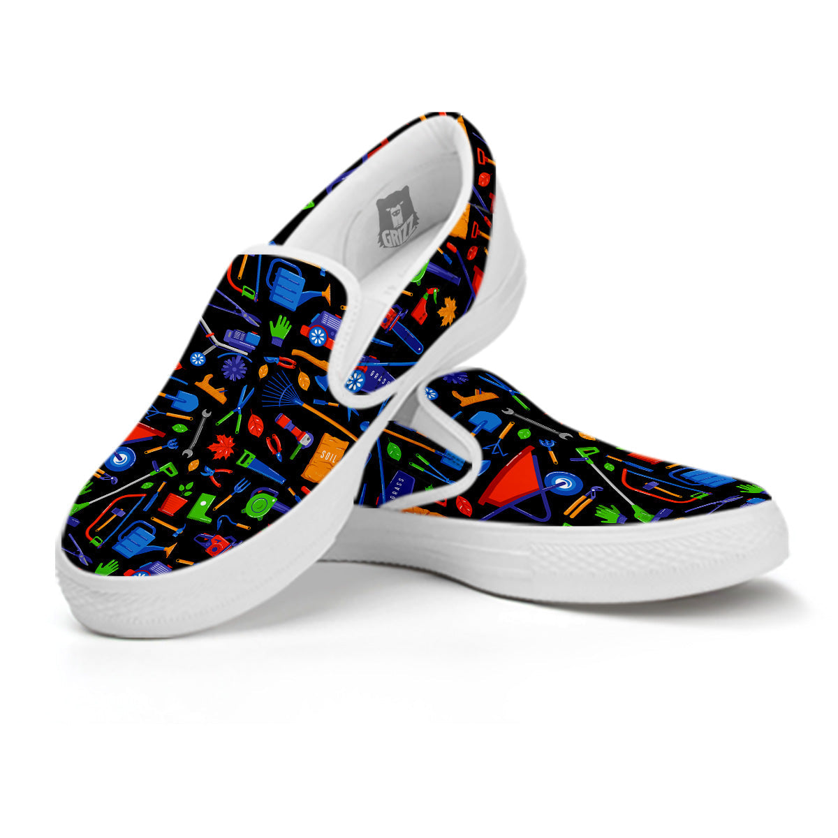 Garden Tools Print Pattern White Slip On Shoes-grizzshop