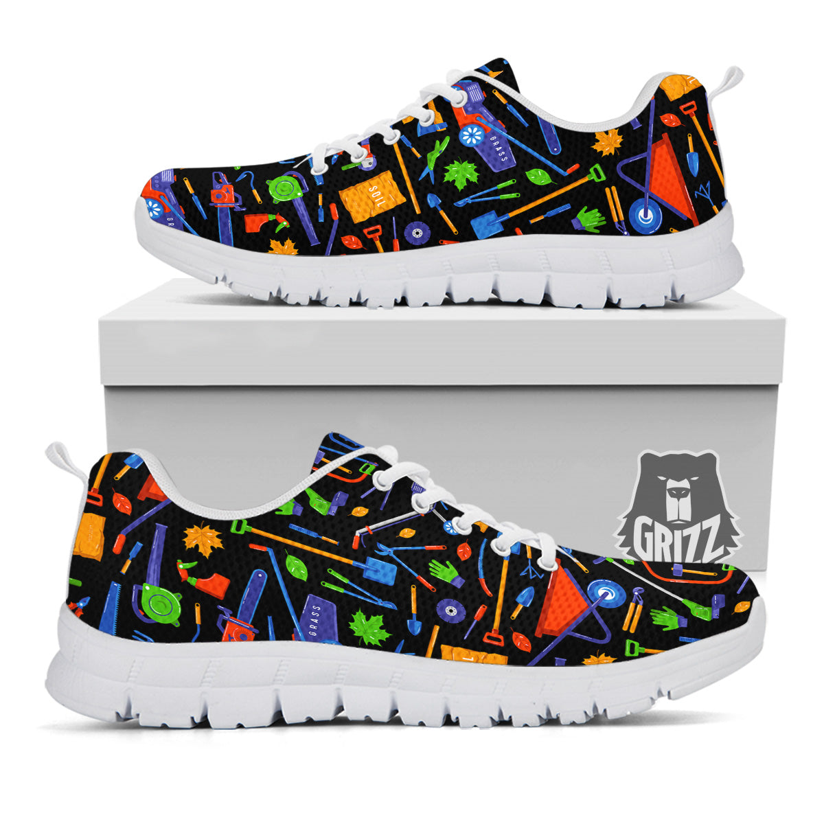 Garden Tools Print Pattern White Sneaker-grizzshop