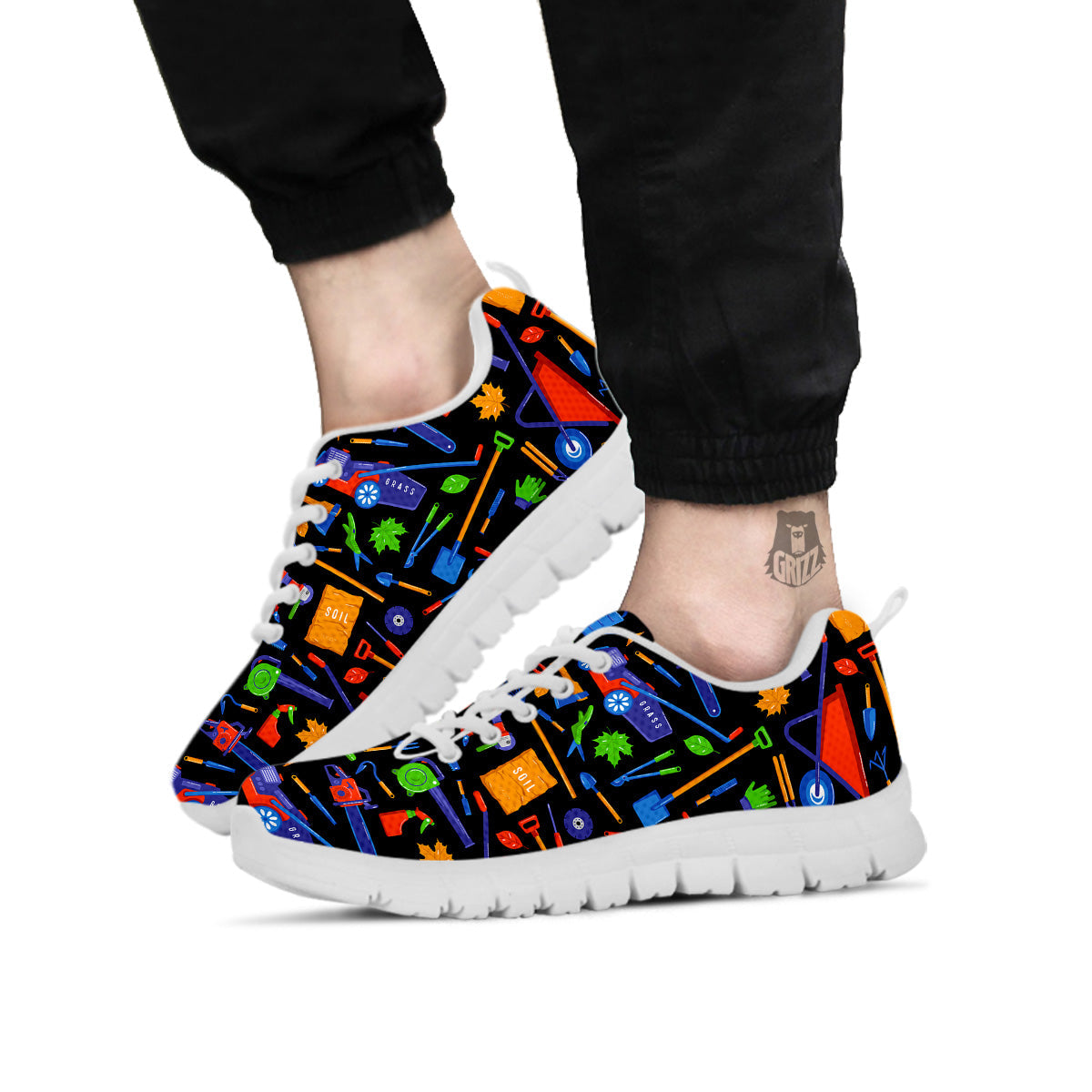 Garden Tools Print Pattern White Sneaker-grizzshop