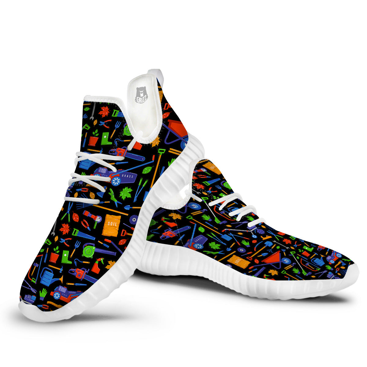 Garden Tools Print Pattern White Walking Shoes-grizzshop
