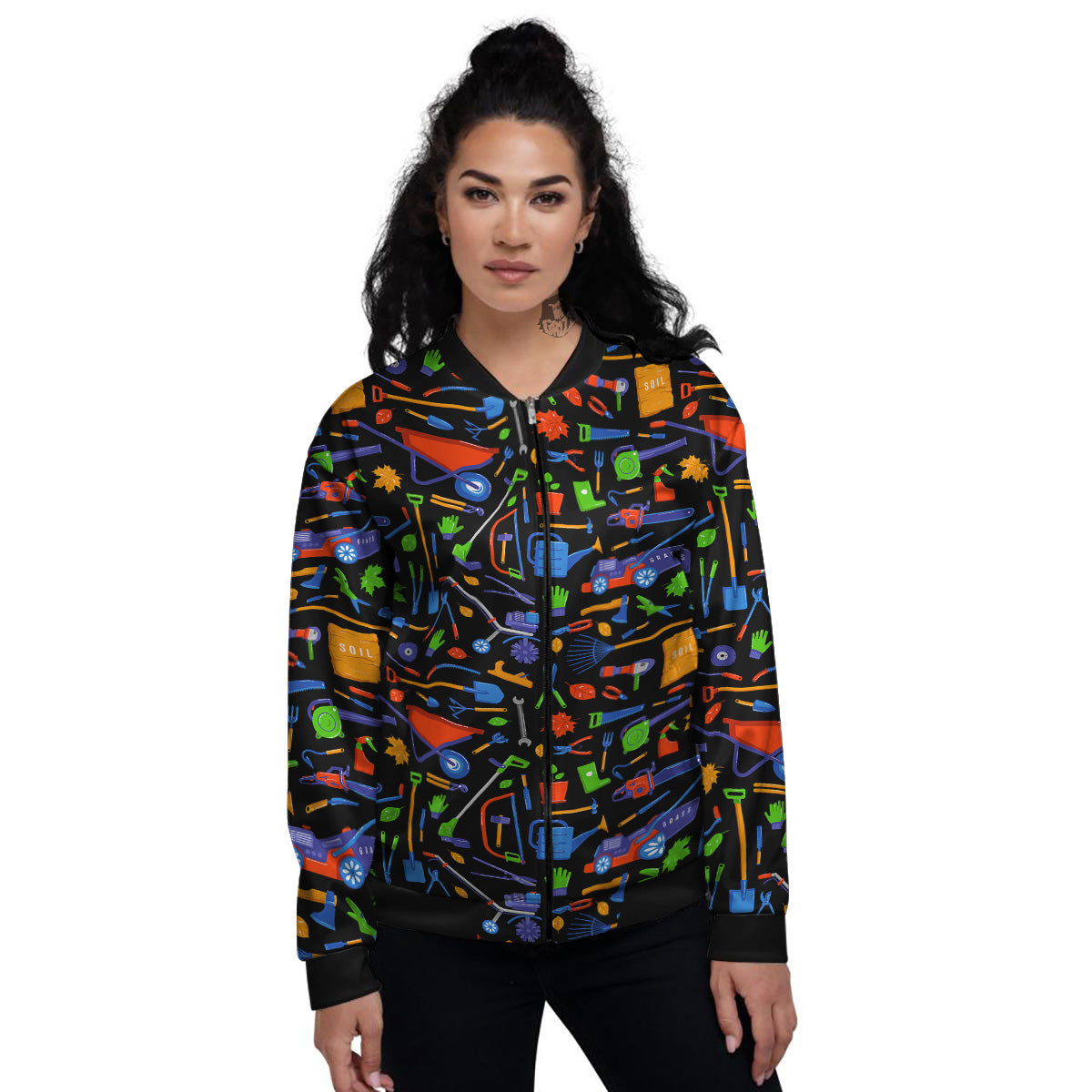 Garden Tools Print Pattern Women's Bomber Jacket-grizzshop