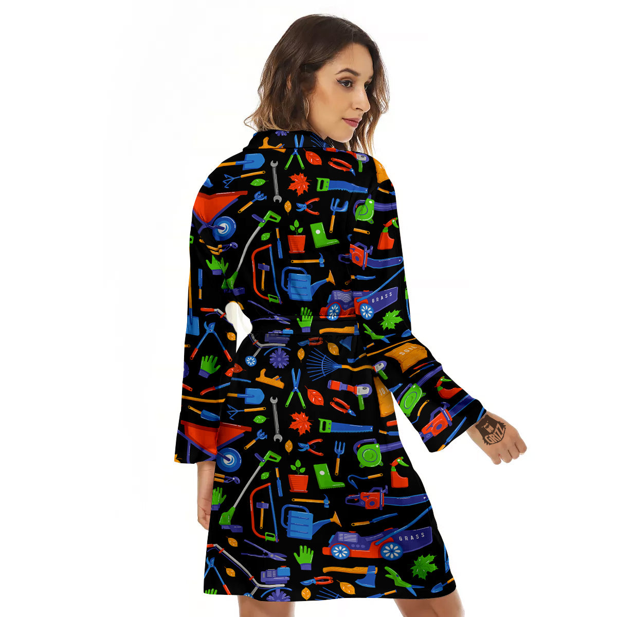 Garden Tools Print Pattern Women's Robe-grizzshop