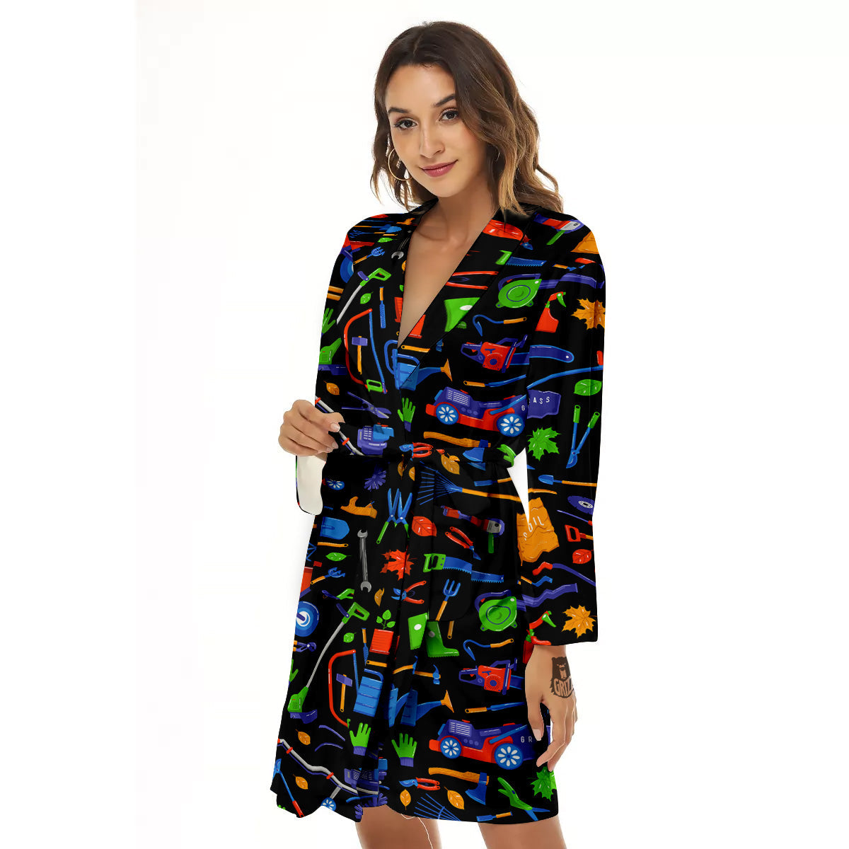 Garden Tools Print Pattern Women's Robe-grizzshop