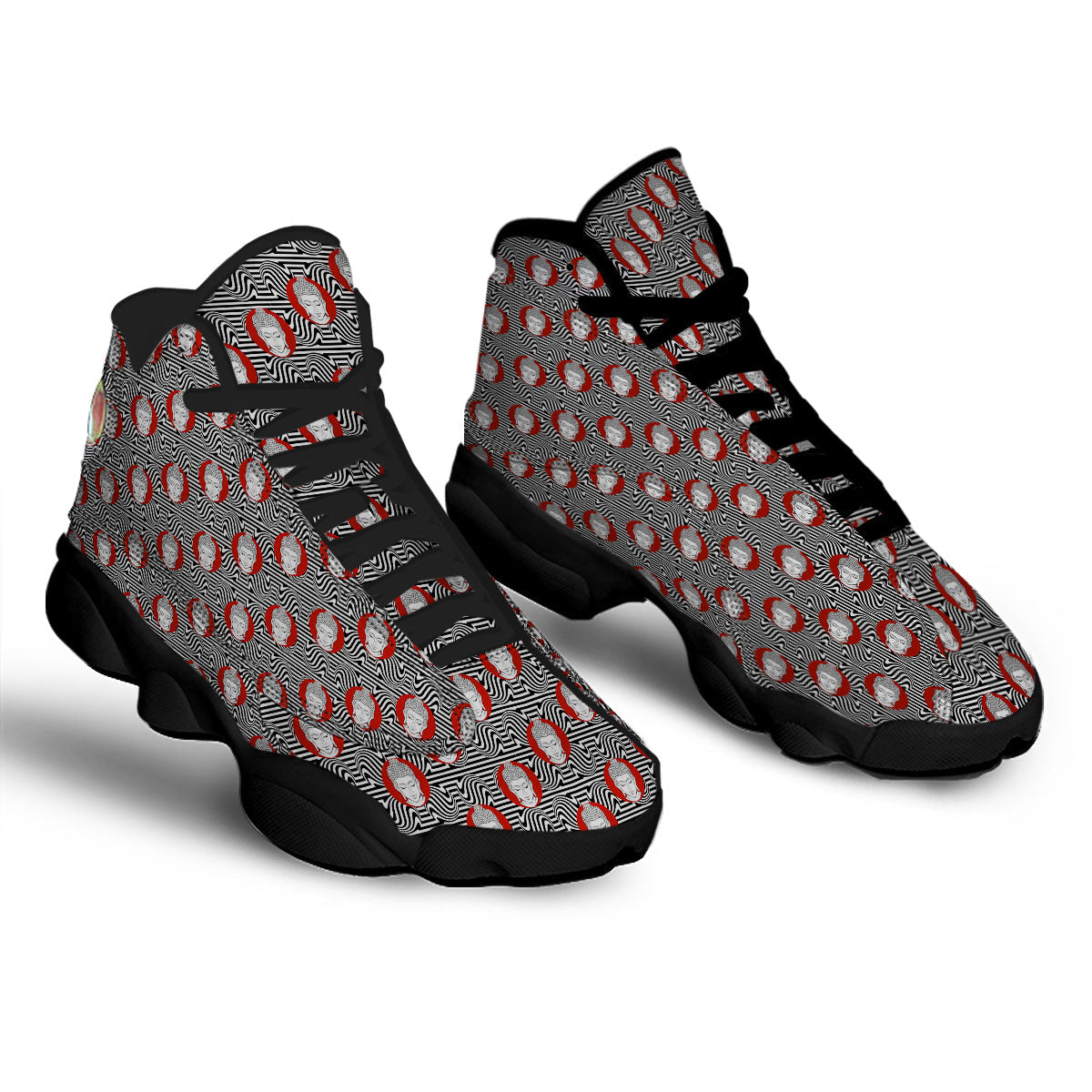 Gautama Buddha Print Pattern Black Basketball Shoes-grizzshop
