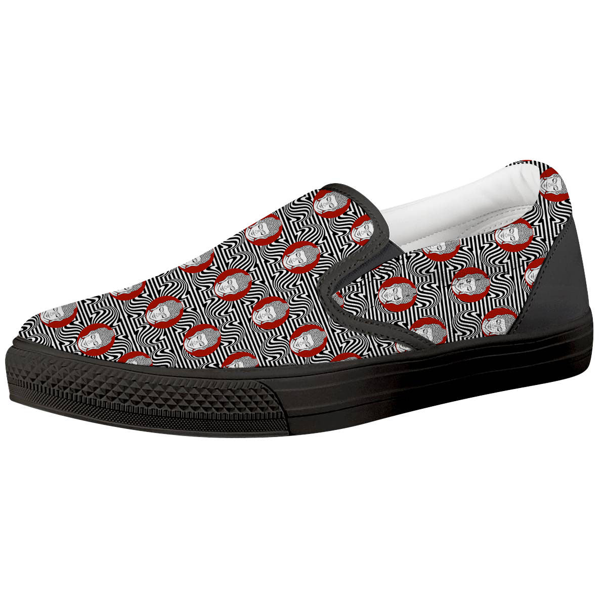 Gautama Buddha Print Pattern Black Slip On Shoes-grizzshop