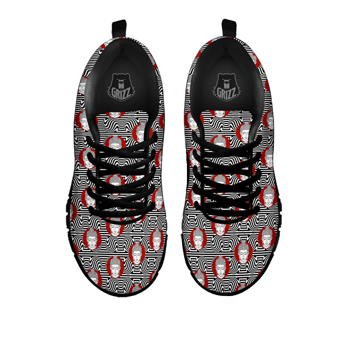 Gautama Buddha Print Pattern Black Sneaker-grizzshop
