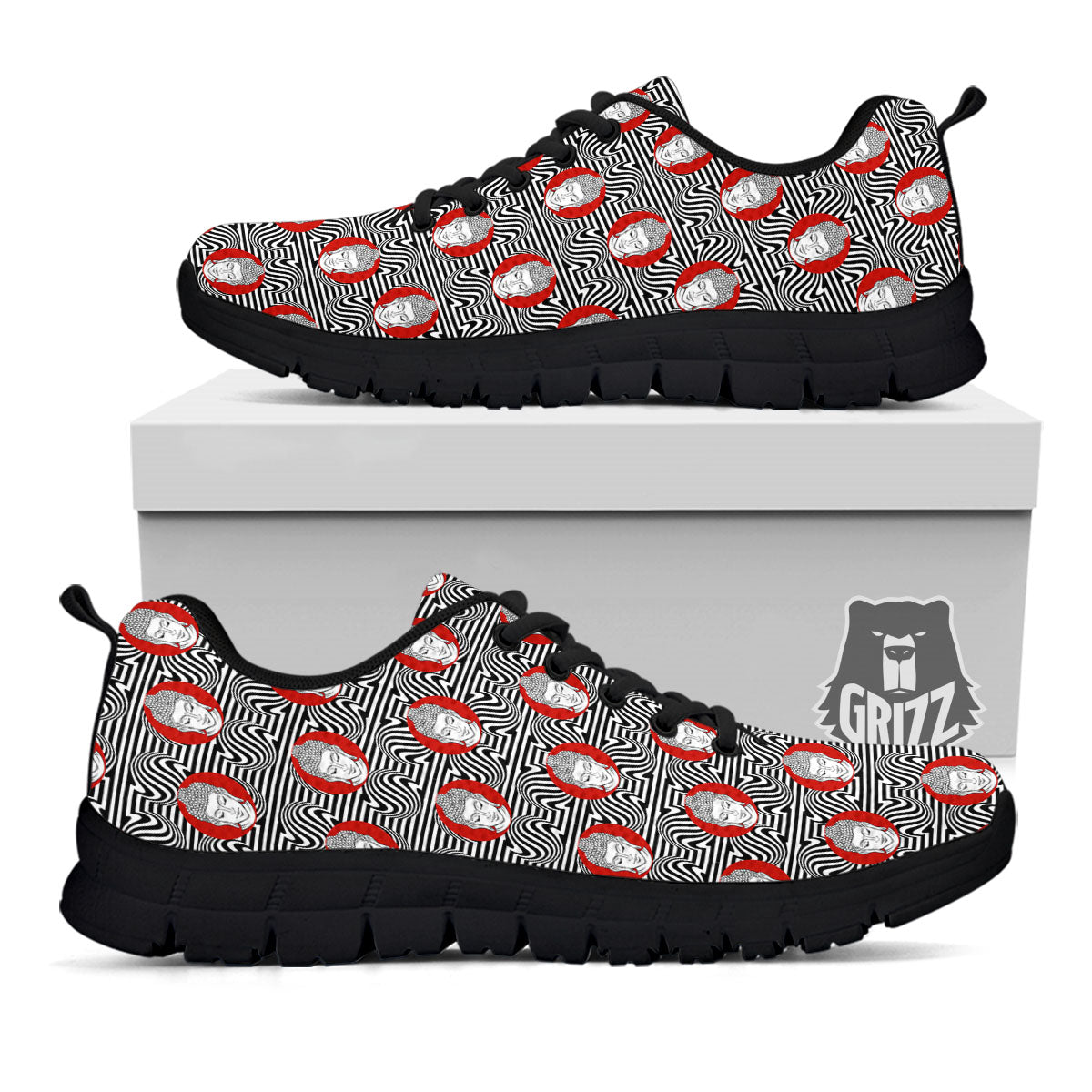 Gautama Buddha Print Pattern Black Sneaker-grizzshop