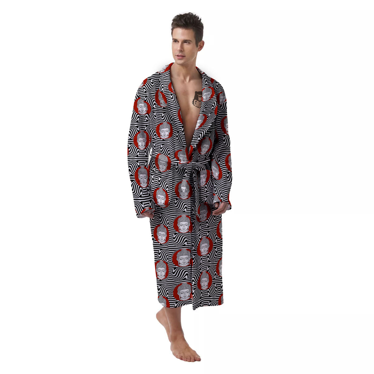 Gautama Buddha Print Pattern Men's Robe-grizzshop
