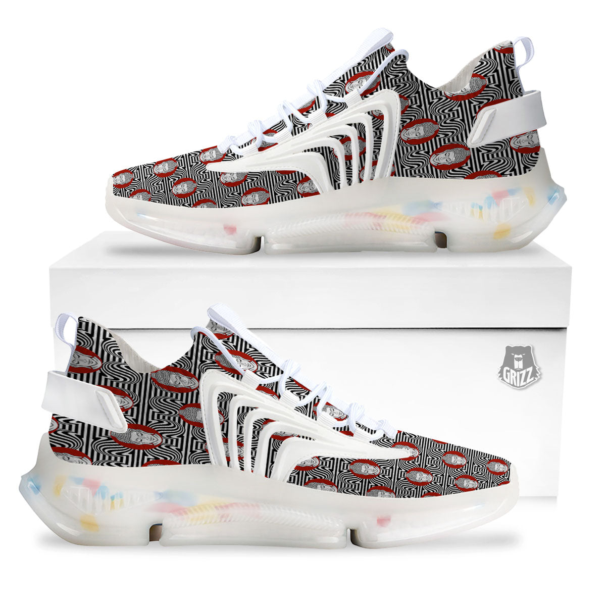 Gautama Buddha Print Pattern White Gym Shoes-grizzshop