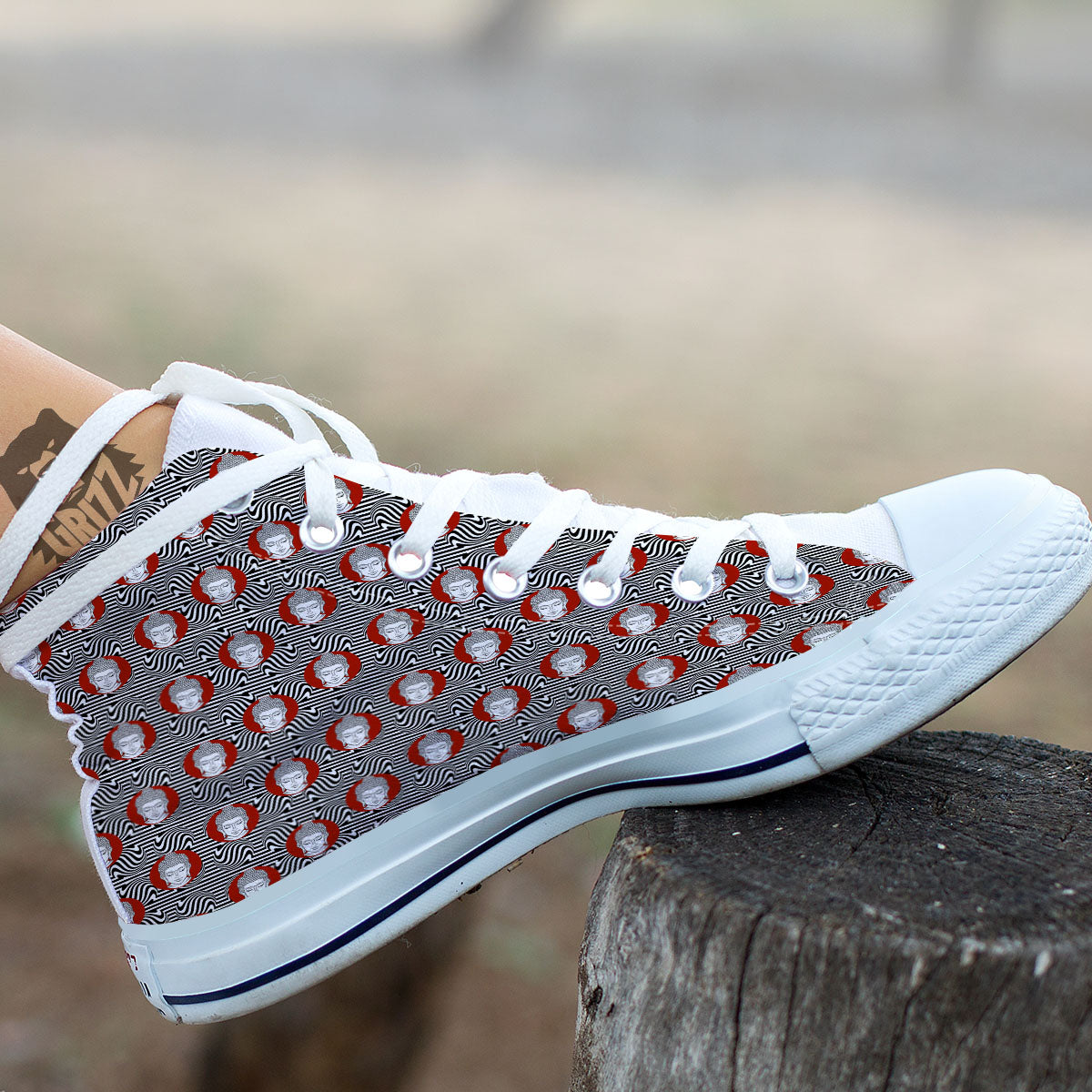 Gautama Buddha Print Pattern White High Top Shoes-grizzshop