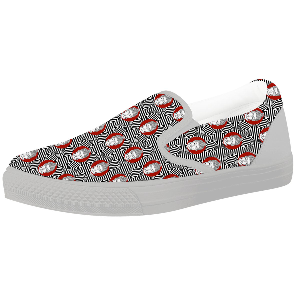 Gautama Buddha Print Pattern White Slip On Shoes-grizzshop