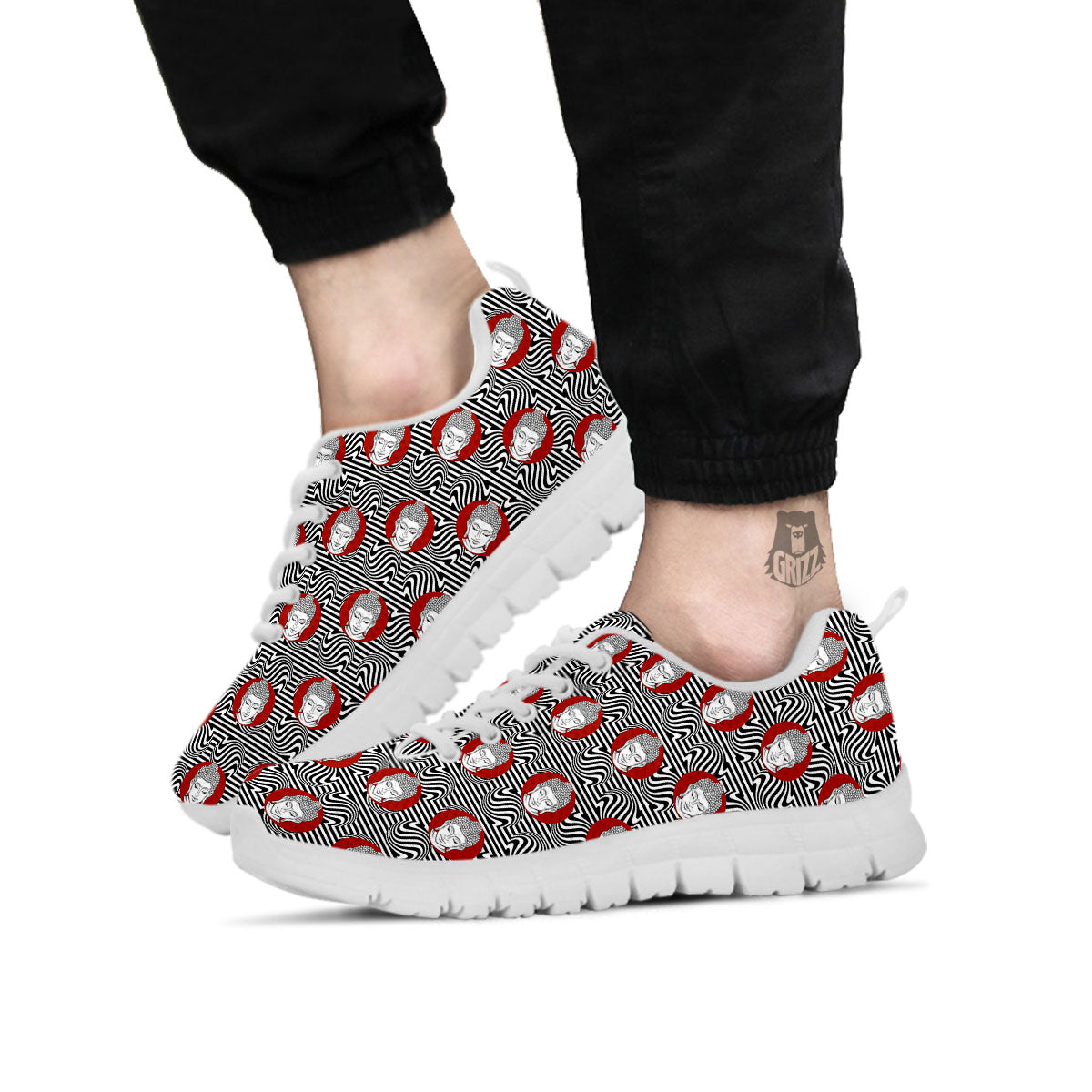 Gautama Buddha Print Pattern White Sneaker-grizzshop