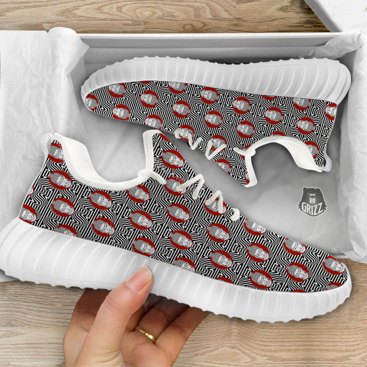 Gautama Buddha Print Pattern White Walking Shoes-grizzshop