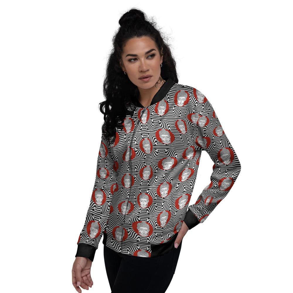 Gautama Buddha Print Pattern Women's Bomber Jacket-grizzshop
