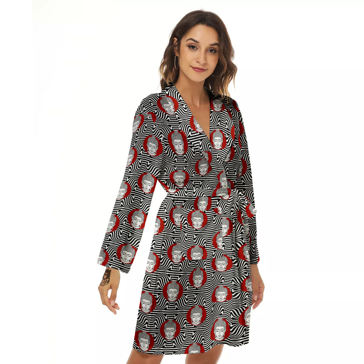 Gautama Buddha Print Pattern Women's Robe-grizzshop