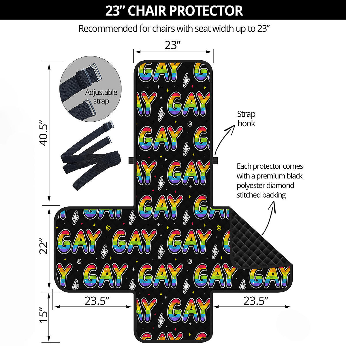 Gay Pride Rainbow Print Pattern Armchair Protector-grizzshop