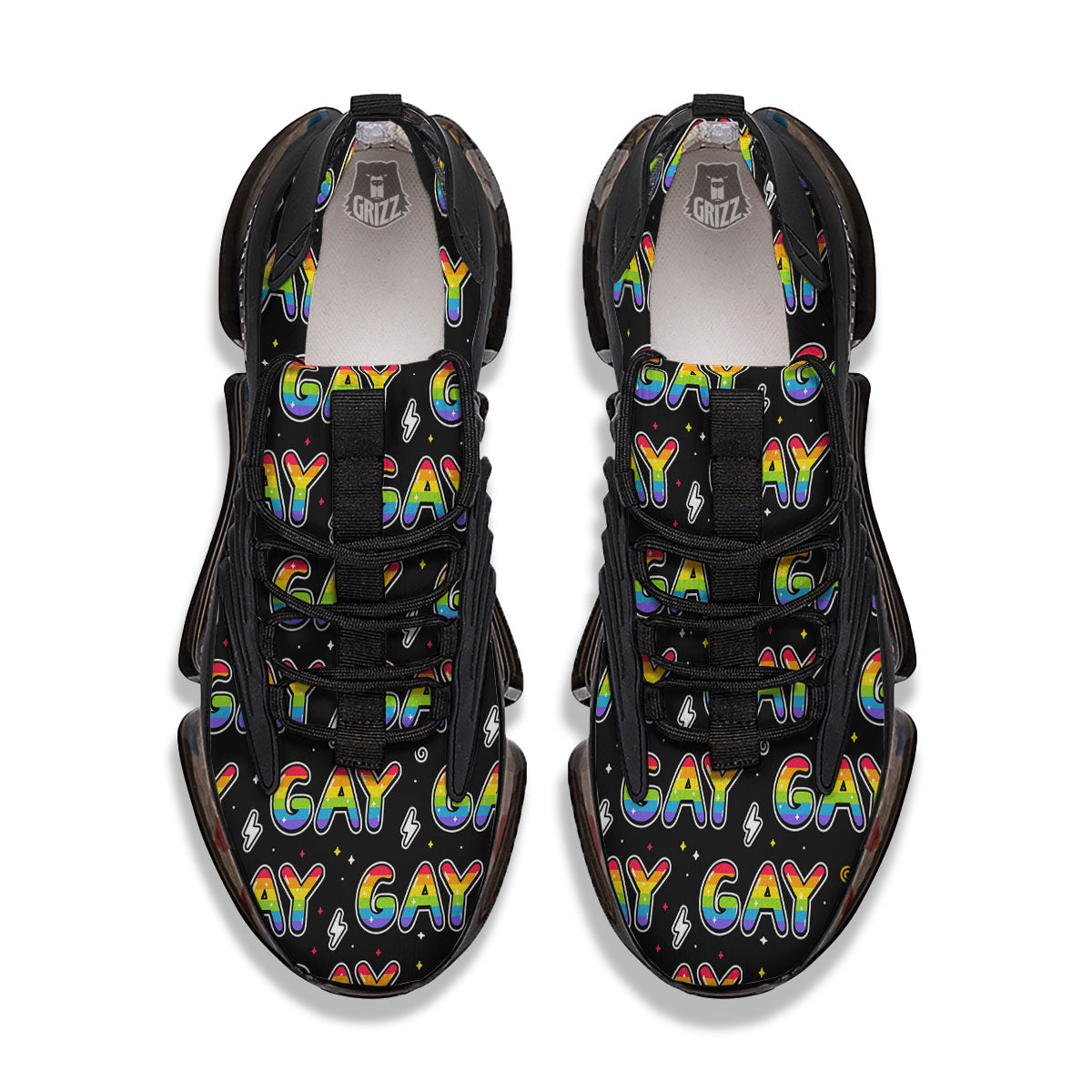 Gay Pride Rainbow Print Pattern Black Gym Shoes-grizzshop