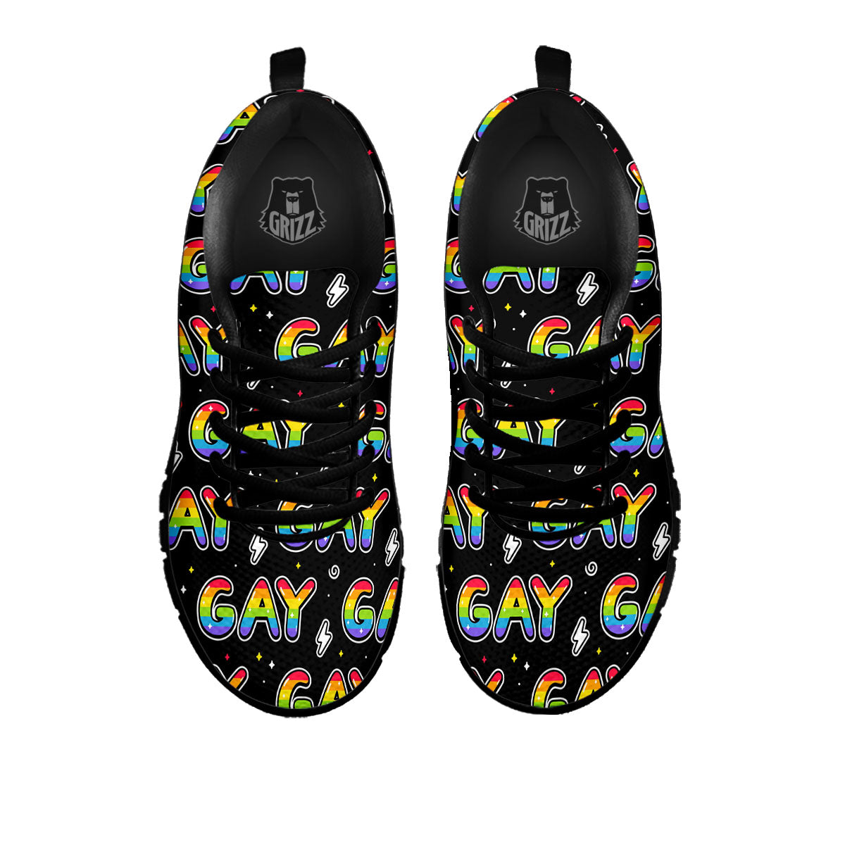 Gay Pride Rainbow Print Pattern Black Sneaker-grizzshop