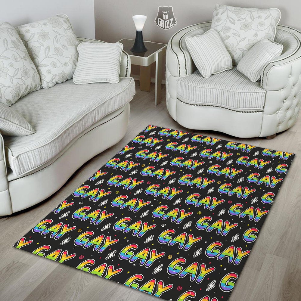 Gay Pride Rainbow Print Pattern Floor Mat-grizzshop