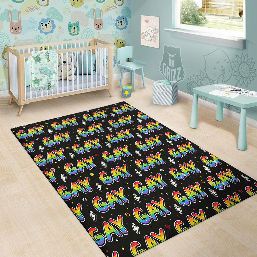 Gay Pride Rainbow Print Pattern Floor Mat-grizzshop