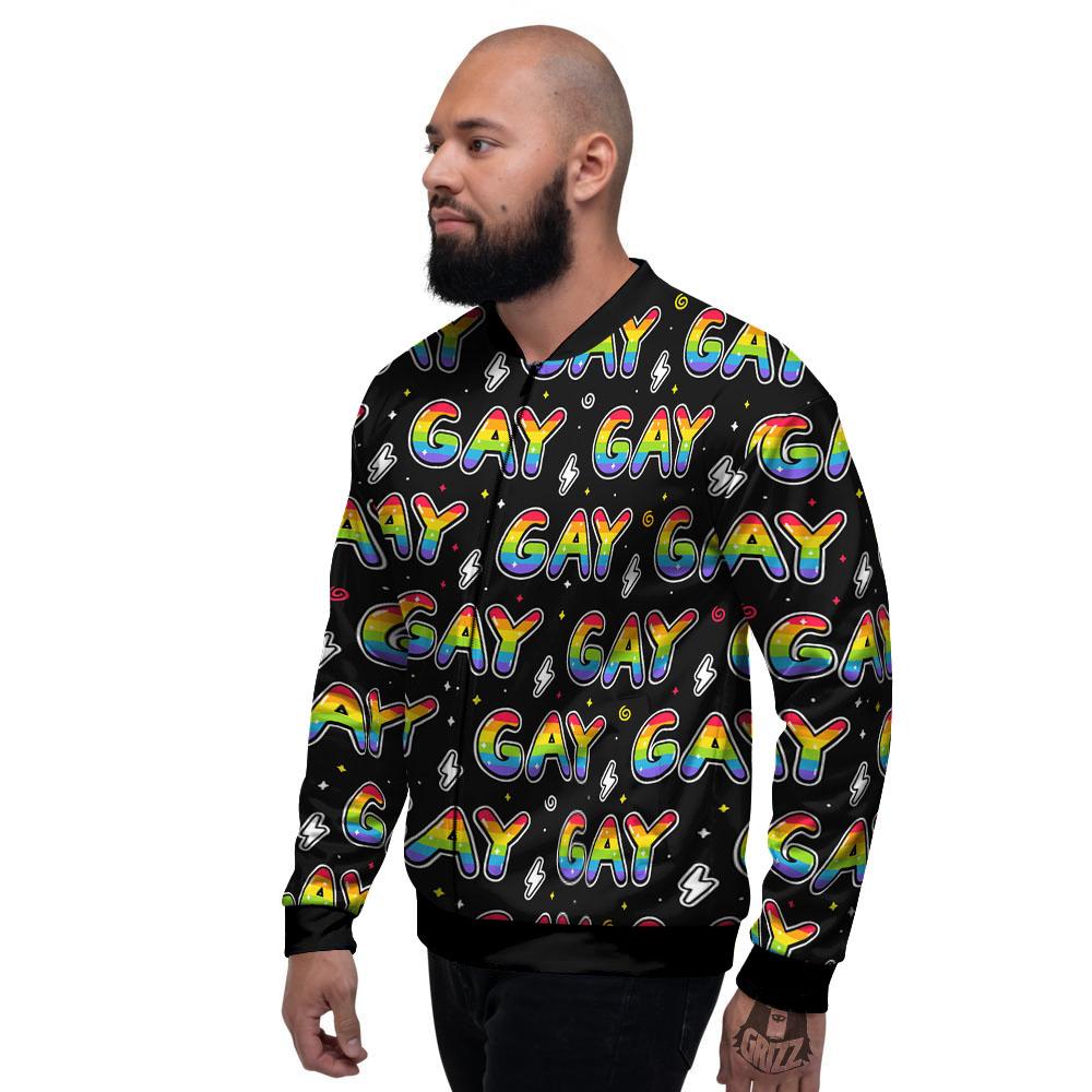 Gay Pride Rainbow Print Pattern Men's Bomber Jacket-grizzshop