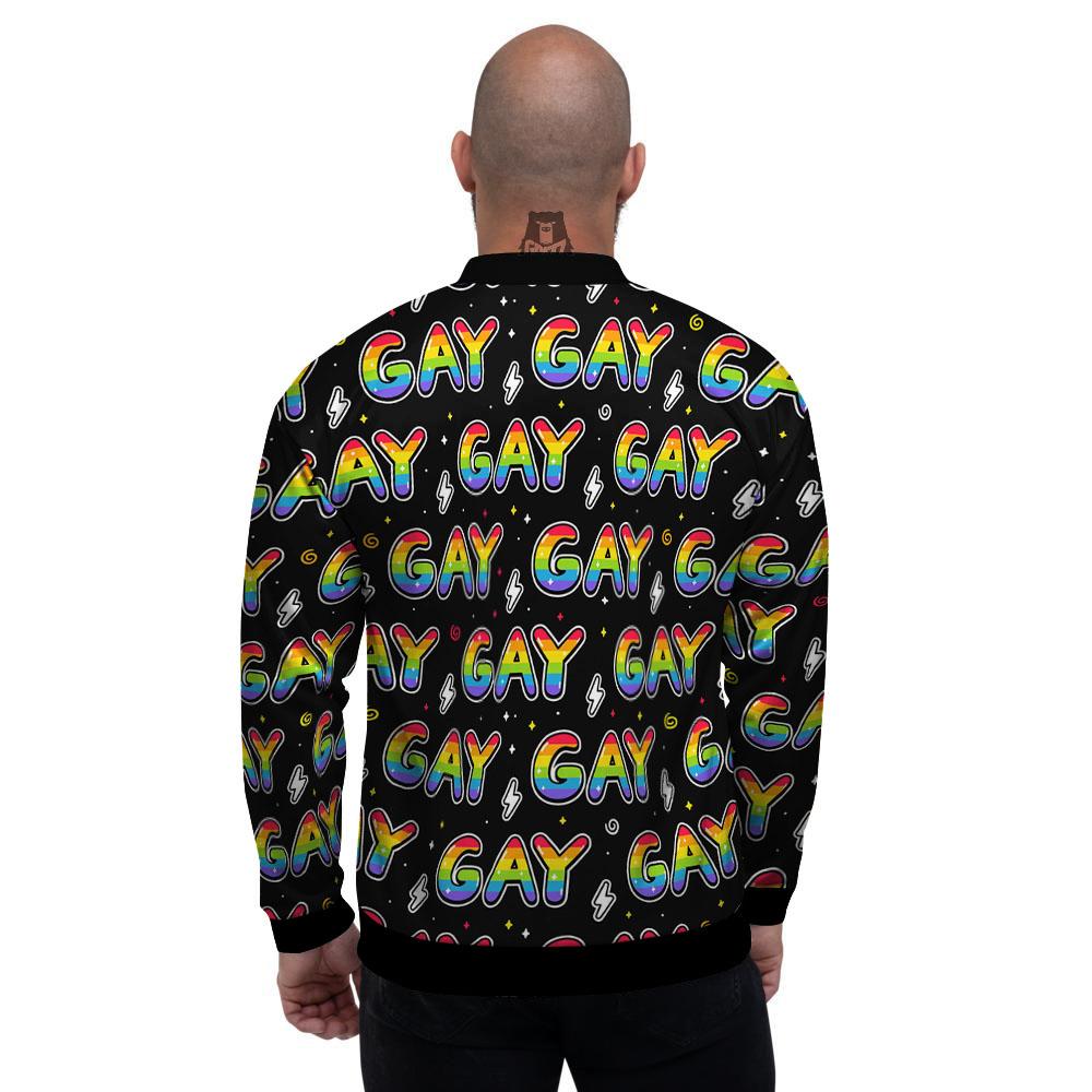 Gay Pride Rainbow Print Pattern Men's Bomber Jacket-grizzshop