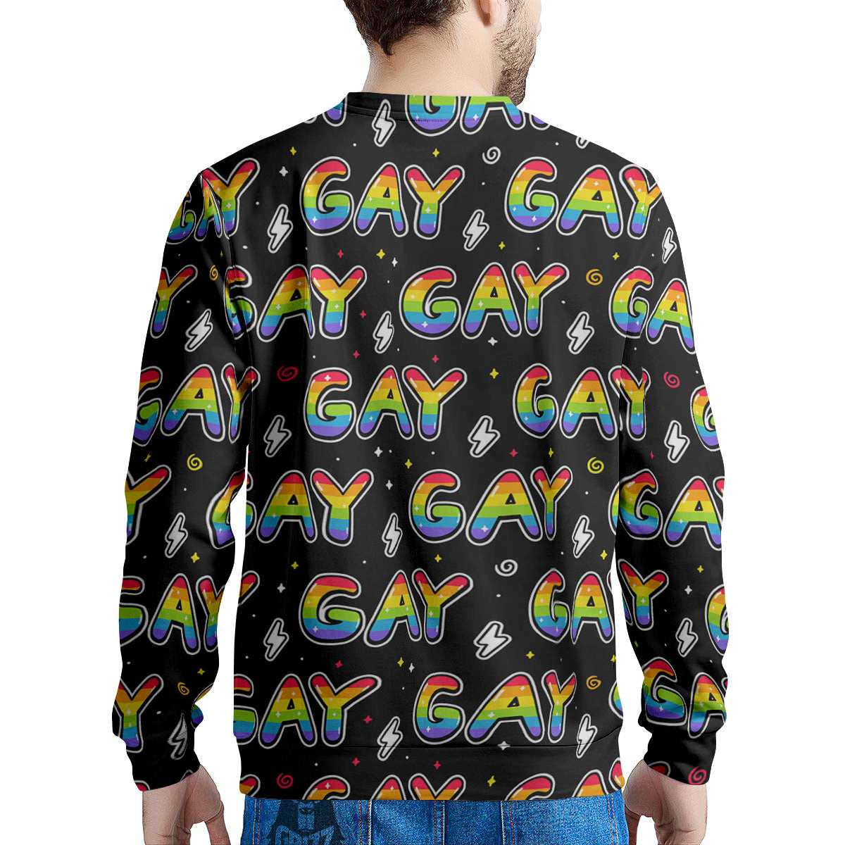 Gay Pride Rainbow Print Pattern Men's Sweatshirt-grizzshop